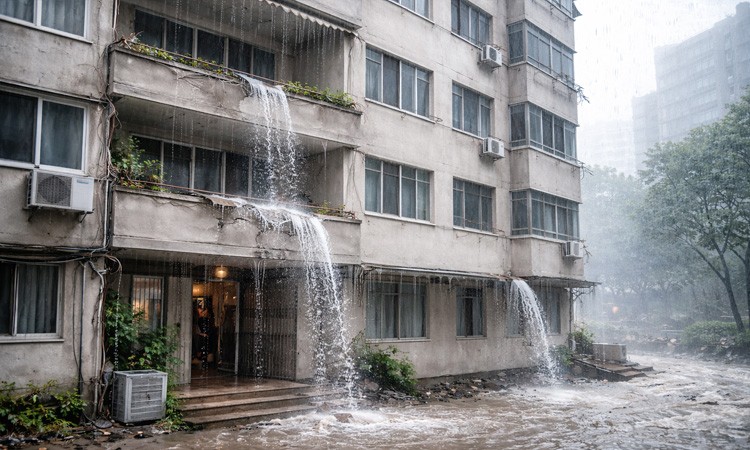Rehabilitación de edificio por lluvias torrenciales