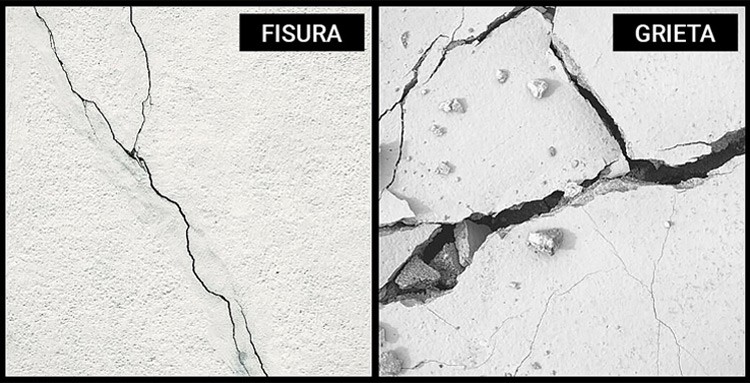 Diferencia entre fisura y grieta en fachada de edificio