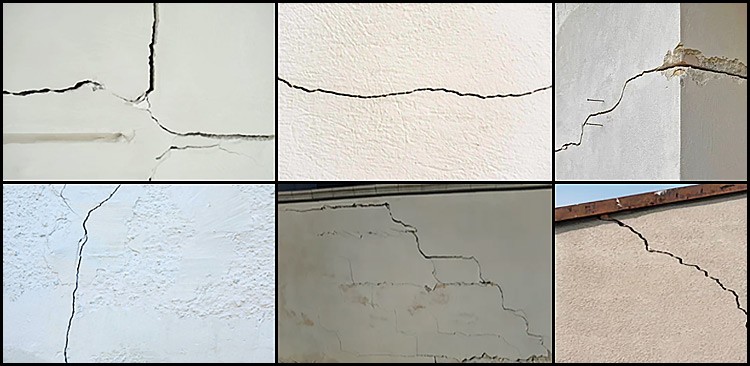 Tipos de fisuras y grietas en fachada de edificio